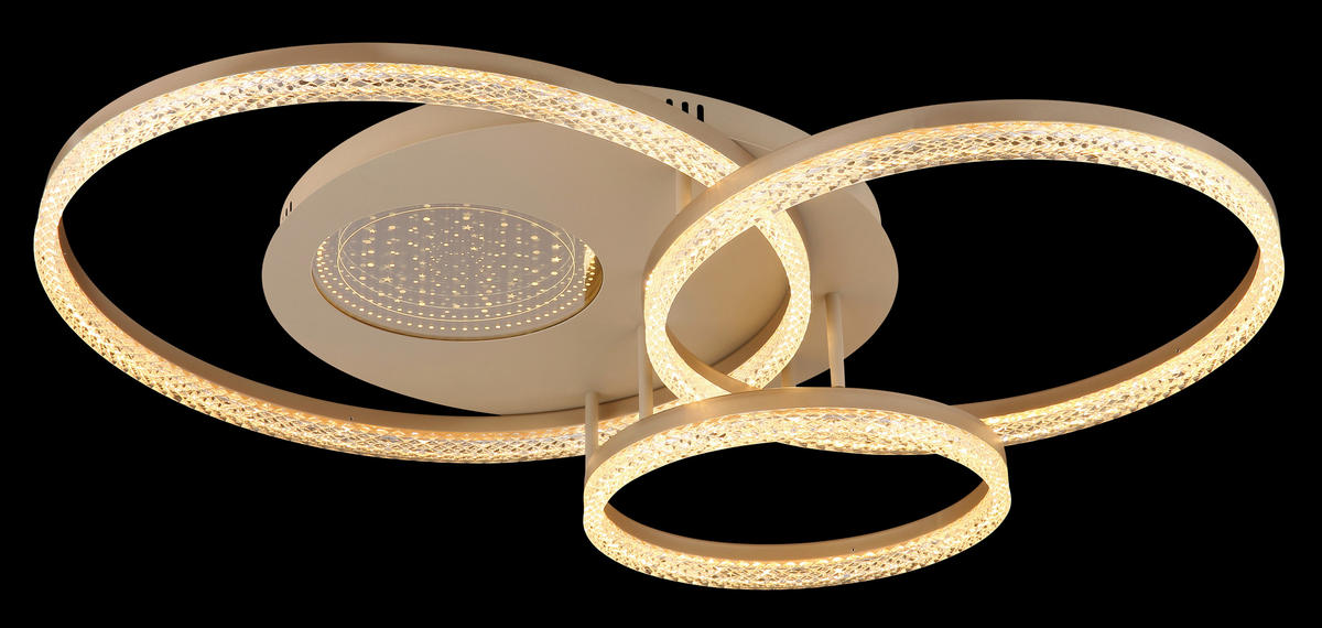 LED-DECKENLEUCHTE Sanford 78/60/14 cm  - Sandfarben/Klar, Design, Kunststoff/Metall (78/60/14cm) - Globo