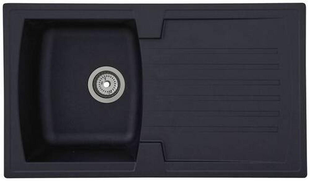 SPÜLE 1712BOSTON86X50S  - Schwarz, Trend, Glas/Kunststoff (86/20/50cm) - Respekta