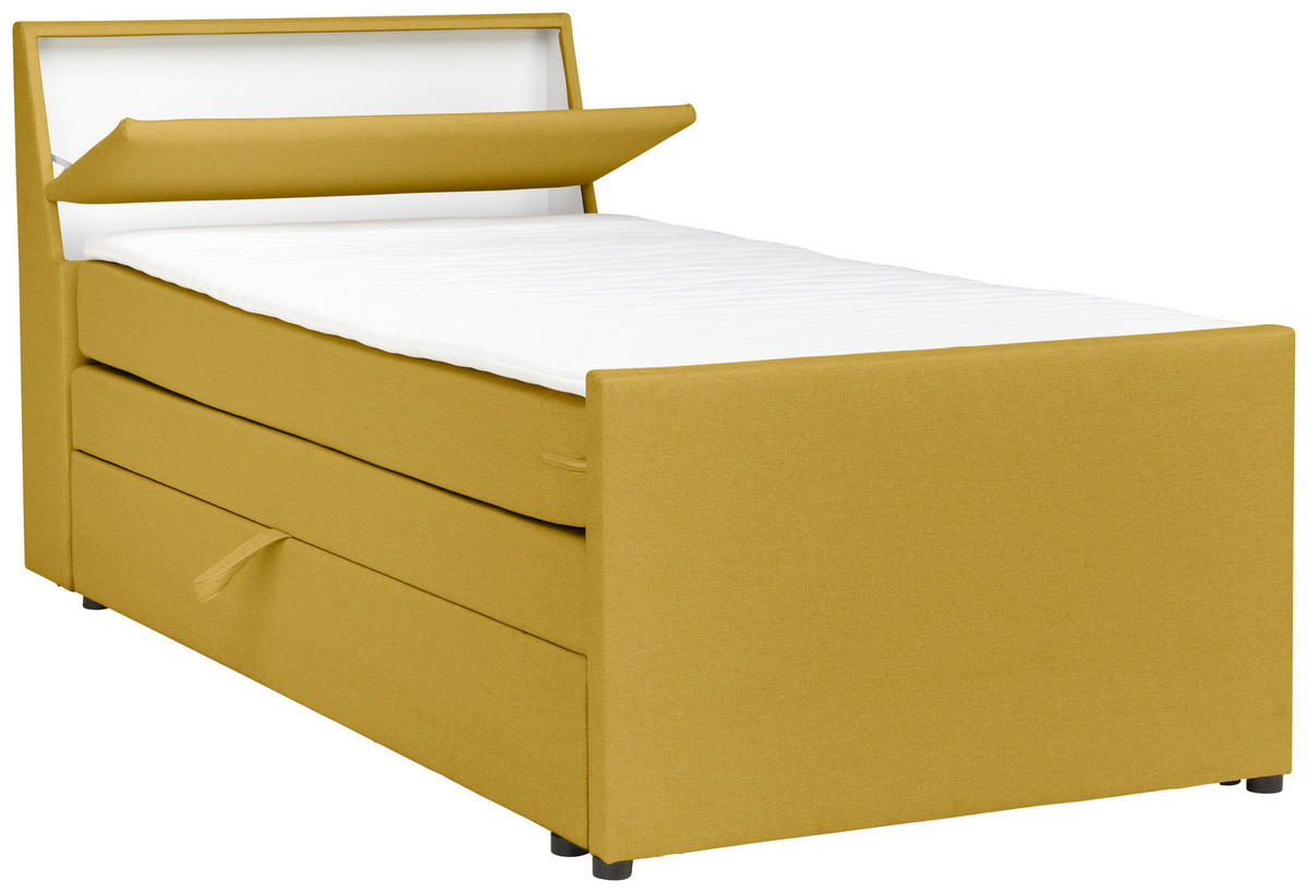 BOXSPRINGBETT 120/200 cm  in Gelb  - Gelb/Schwarz, MODERN, Holz/Textil (120/200cm) - MID.YOU