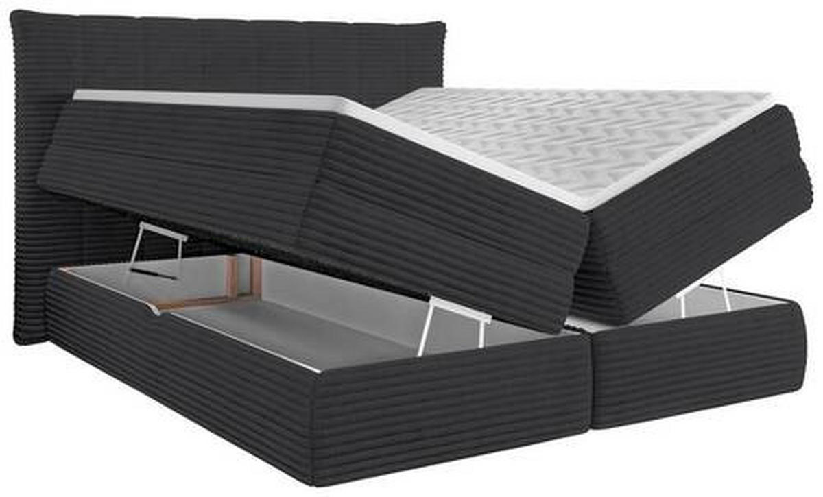 BOXSPRINGBETT 180/200 cm  in Dunkelgrau  - Dunkelgrau/Schwarz, Design, Kunststoff/Textil (180/200cm) - Esposa