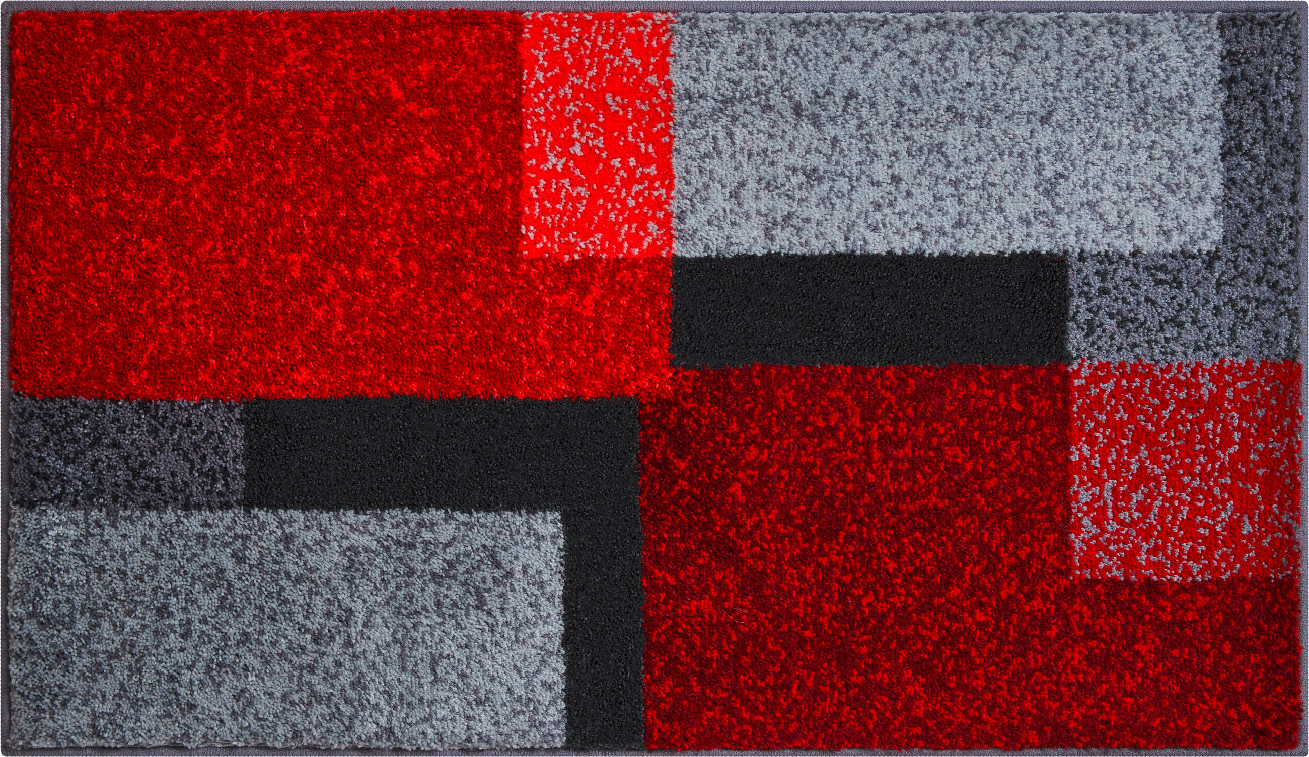 BADTEPPICH Grau, Rot, Schwarz 60/100 cm  - Rot/Schwarz, Basics, Kunststoff/Textil (60/100cm) - Grund