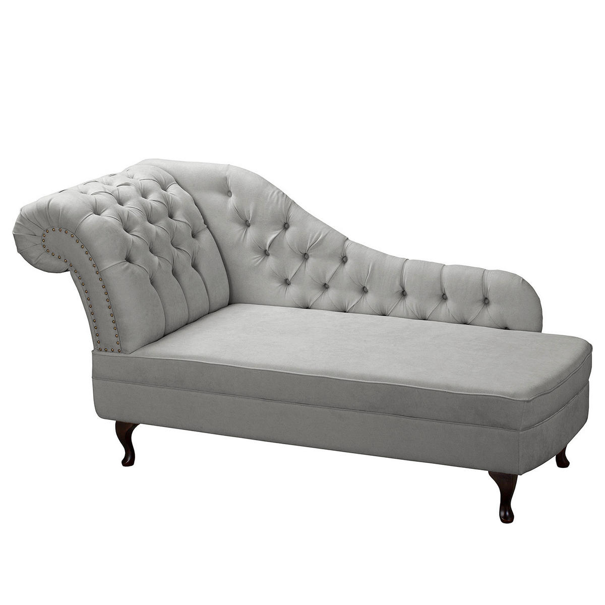 RÉCAMIERE Mikrofaser Grau  - Braun/Grau, Design, Holz/Textil (185/93/75cm) - Livetastic