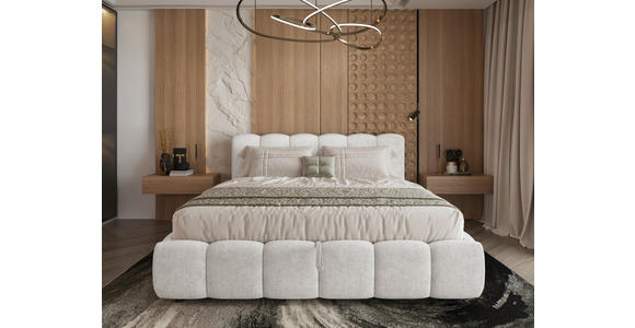 POLSTERBETT Lattenrost, Bettkasten Creme 140/200 cm  - Creme/Schwarz, KONVENTIONELL, Holz/Kunststoff (140/200cm) - Carryhome