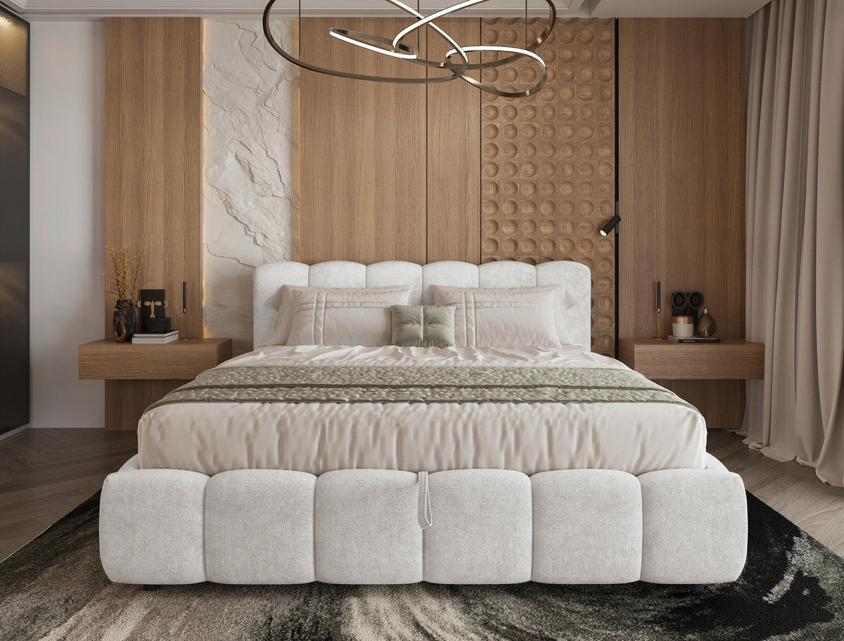 POLSTERBETT 180/200 cm,  in Creme, Lattenrost, Bettkasten,  - Creme/Schwarz, KONVENTIONELL, Holz/Kunststoff (180/200cm) - Boxxx