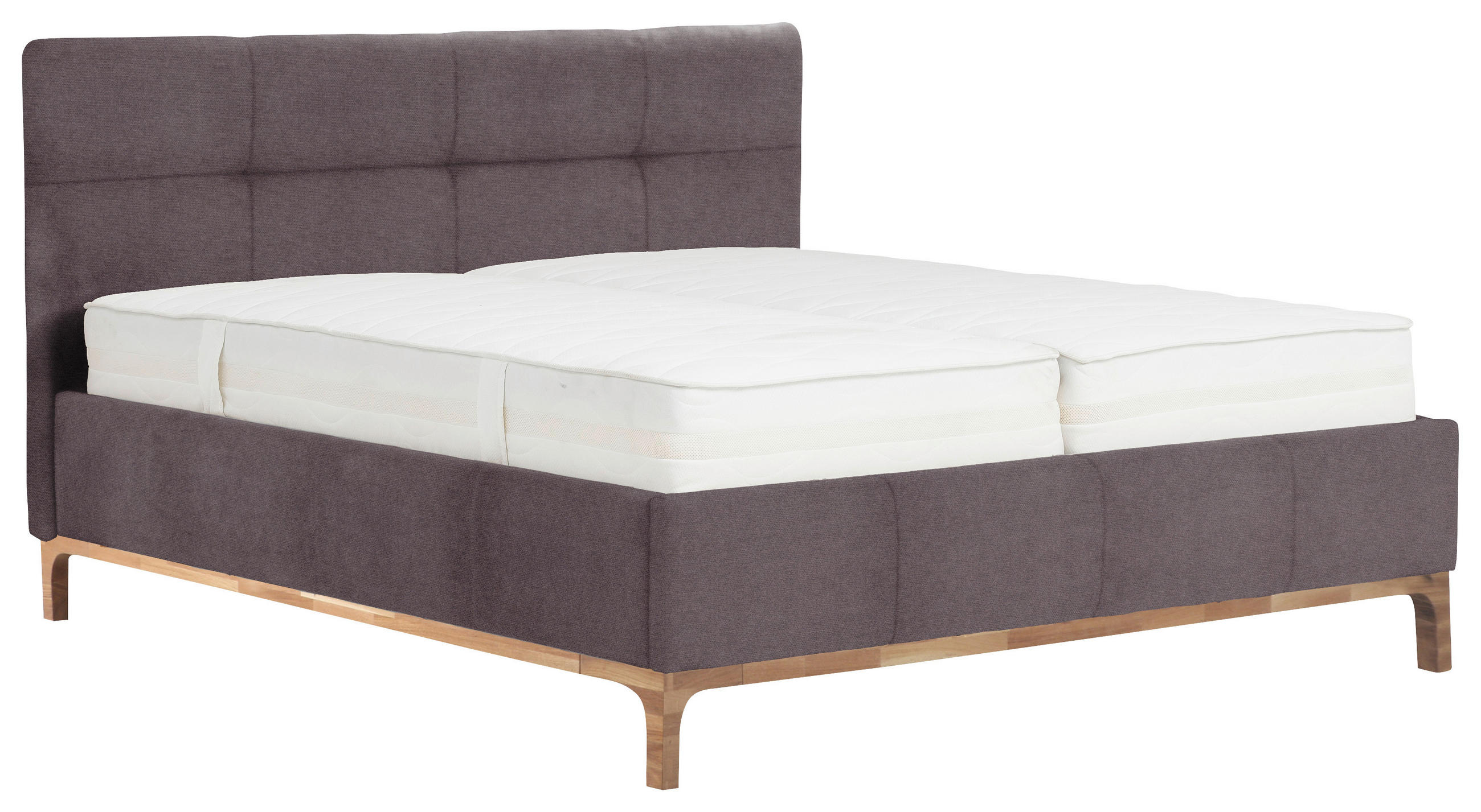 OBLAZINJENA POSTELJA 180 cm   x 200 cm  , les, leseni material sivorjava, barve hrasta  - barve hrasta/sivorjava, Basics, leseni material/les (180/200cm) - Venda