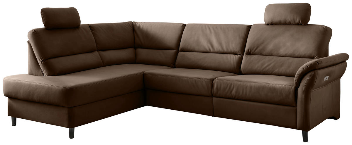 ECKSOFA in Lederlook Braun  - Schwarz/Braun, Modern, Holz/Textil (190/266cm) - Livetastic