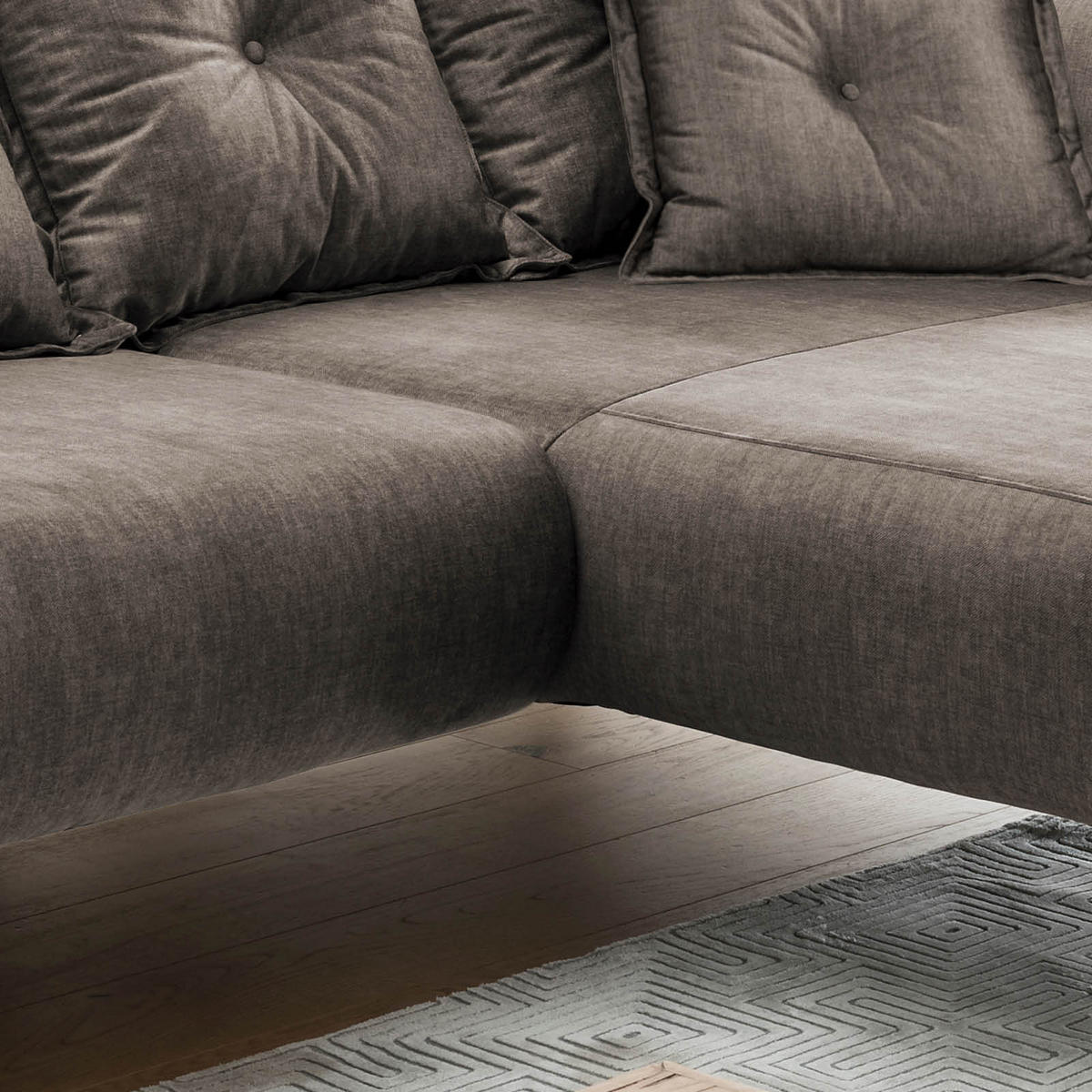 ECKSOFA in Velours Braun  - Buchefarben/Braun, Modern, Holz/Textil (277/94/162cm) - Livetastic