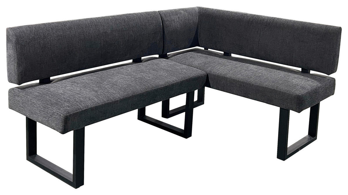 ECKBANK 181,5/125 cm Webstoff Grau, Schwarz   - Anthrazit/Schwarz, Design, Textil/Metall (181,5/125cm) - MID.YOU