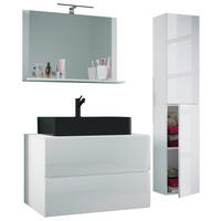 BADEZIMMER 4-teilig  in 114 cm  - Weiss/Schwarz, Modern, Glas/Keramik (114cm) - MID.YOU
