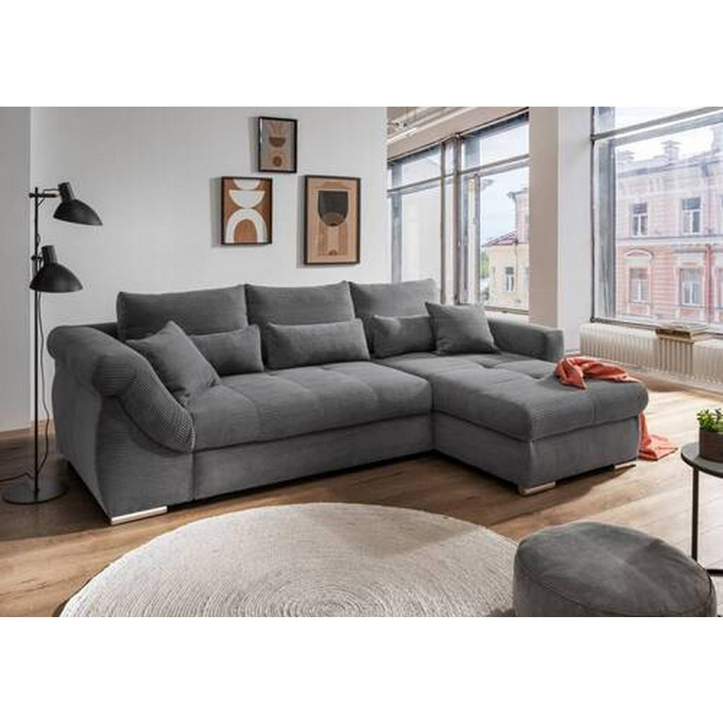 Thumbnail - Mid.you Ecksofa, Grau, Holz, Textil, Buche, Fichte, Kiefer, 4-Sitzer, Füllung: Schaumstoff,Schaumstoff,Schaumstoff,Schau...