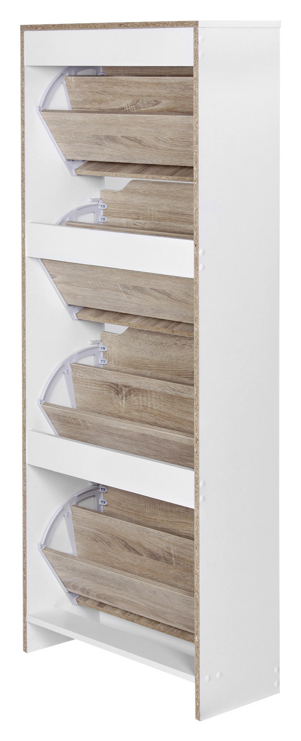 VÝKLOPNÁ SKRINKA NA TOPÁNKY, biela, dub sonoma, 60/150/24 cm - biela/dub sonoma, Konventionell, kompozitné drevo (60/150/24cm) - MID.YOU
