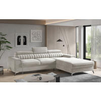 ECKSOFA Samt Beige  - Beige/Silberfarben, Design, Textil/Metall (278/205cm) - MID.YOU