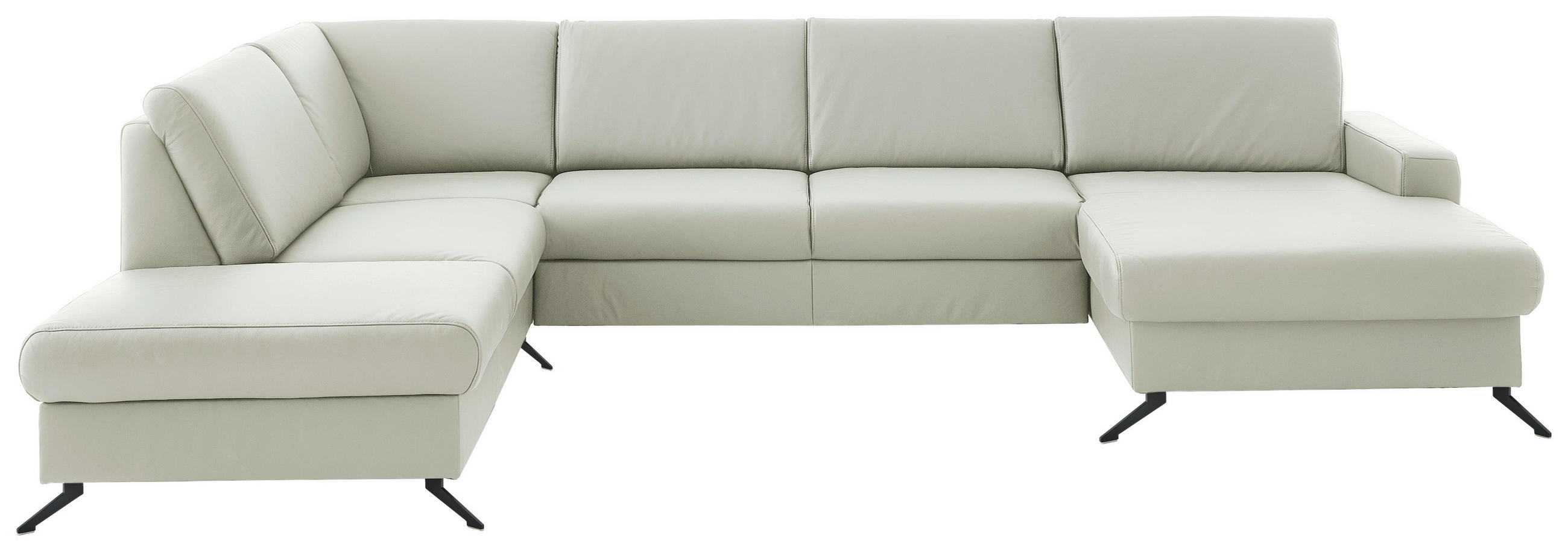 WOHNLANDSCHAFT in Echtleder Silberfarben  - Silberfarben/Schwarz, Design, Leder/Metall (233/339/165cm) - Beldomo Premium