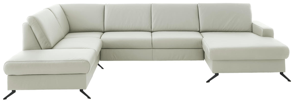WOHNLANDSCHAFT in Echtleder Silberfarben  - Silberfarben/Schwarz, Design, Leder/Metall (233/339/165cm) - Beldomo Premium