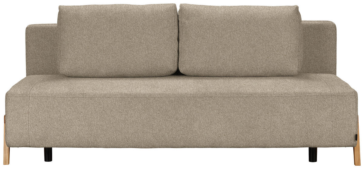 SCHLAFSOFA  mit Stoffauswahl, Liegefunktion, Schlafen auf Sitzhöhe Teddystoff Greige  - Greige/Naturfarben, Design, Holz/Textil (211/88/102cm) - Niels Andersson