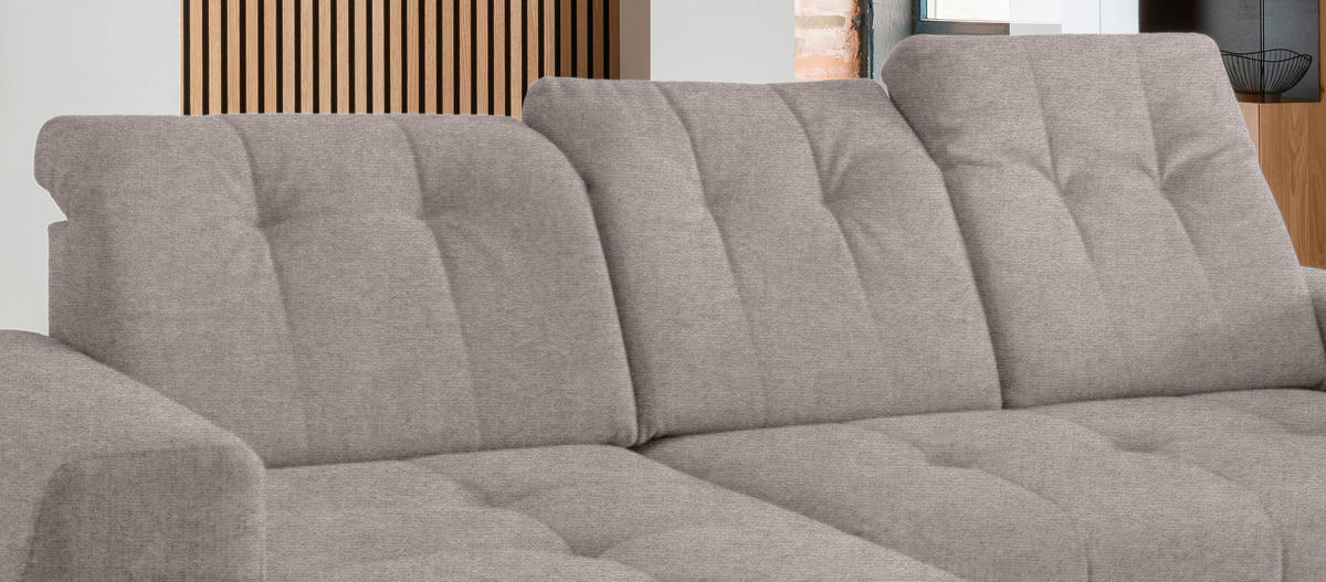 ECKSOFA in Mikrofaser Taupe  - Taupe/Schwarz, Modern, Textil/Metall (180/258cm) - Livetastic