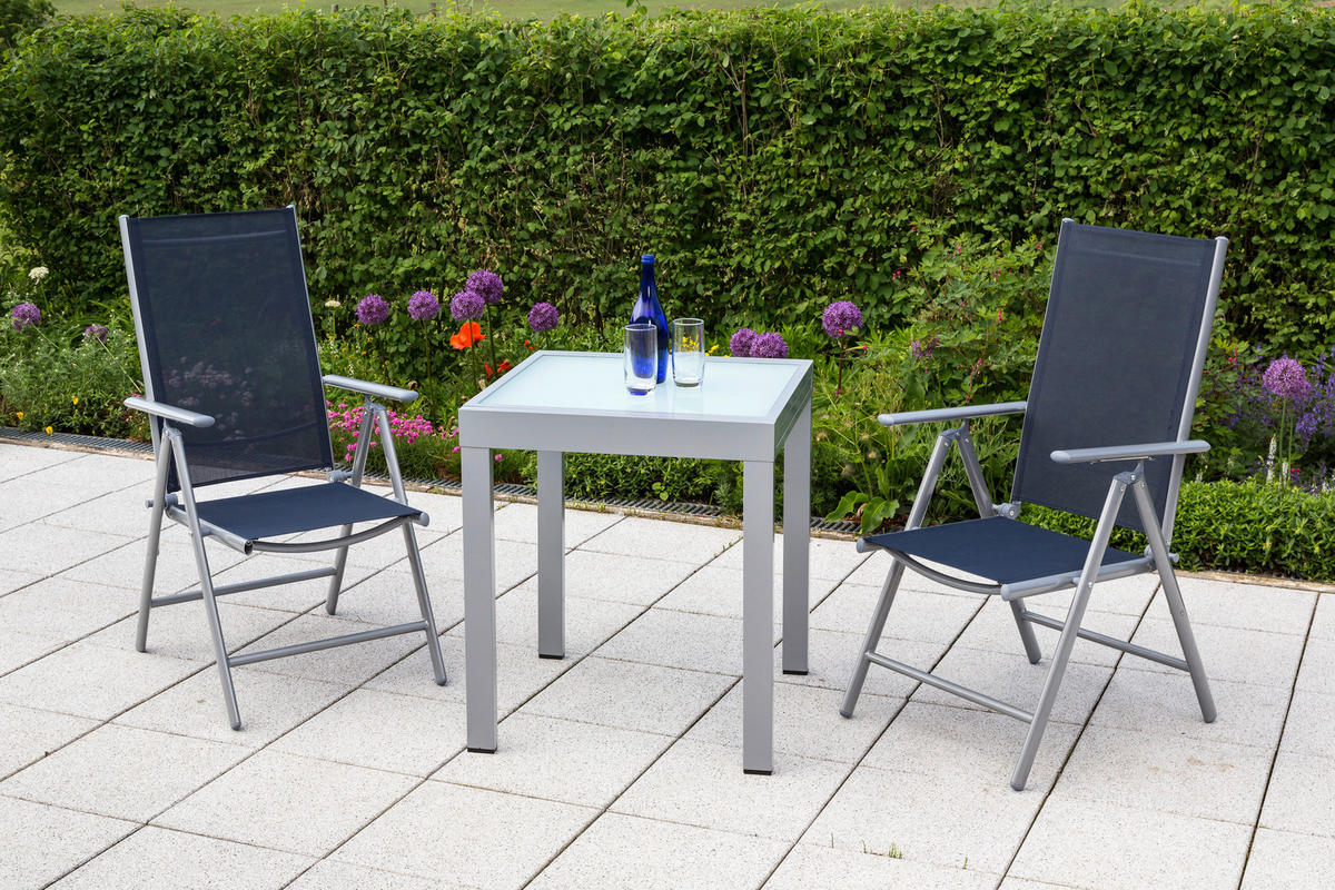 GARTENSET Aluminium  - Blau/Silberfarben, MODERN, Textil/Metall - Gardenson