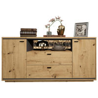 SIDEBOARD  180/86/49 cm 2 Schublade(n)  - Eichefarben/Schwarz, Design, Holzwerkstoff/Metall (180/86/49cm) - Cantus