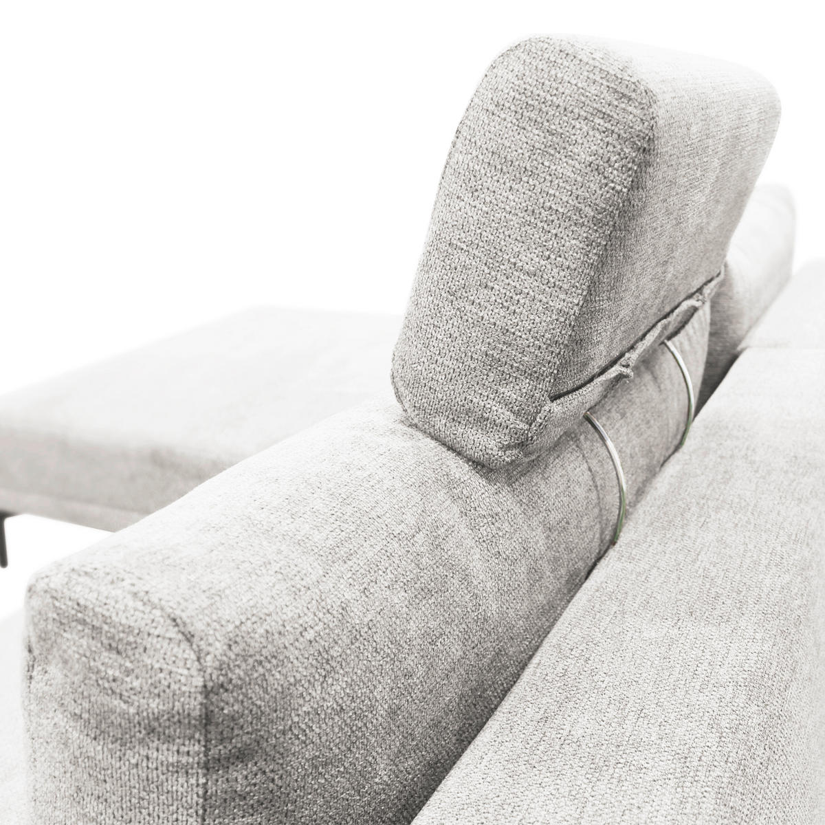 ECKSOFA in Webstoff Weiß  192/260 cm  - Schwarz/Weiß, Design, Textil/Metall (192/260cm) - MID.YOU