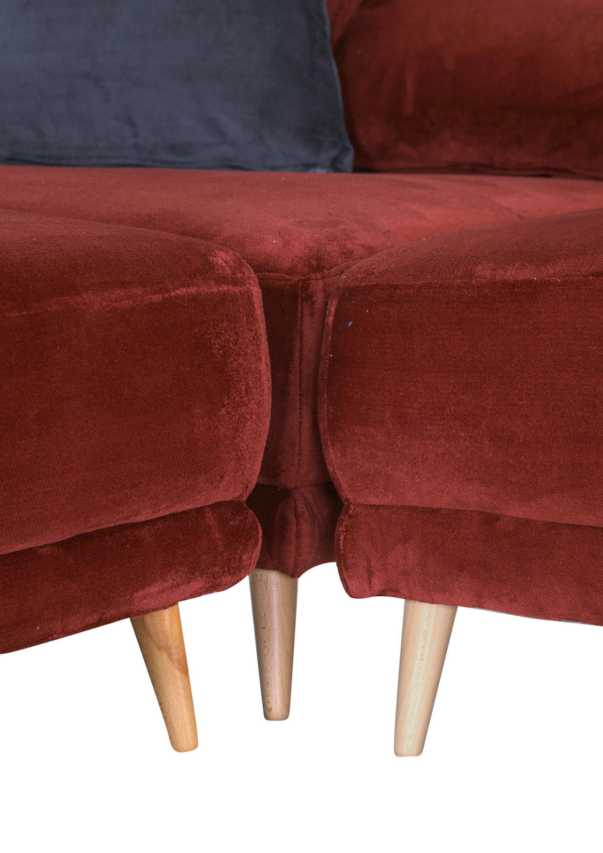 ECKSOFA Rot Flachgewebe  - Dunkelgrau/Rot, KONVENTIONELL, Holz/Textil (310/310cm) - Livetastic
