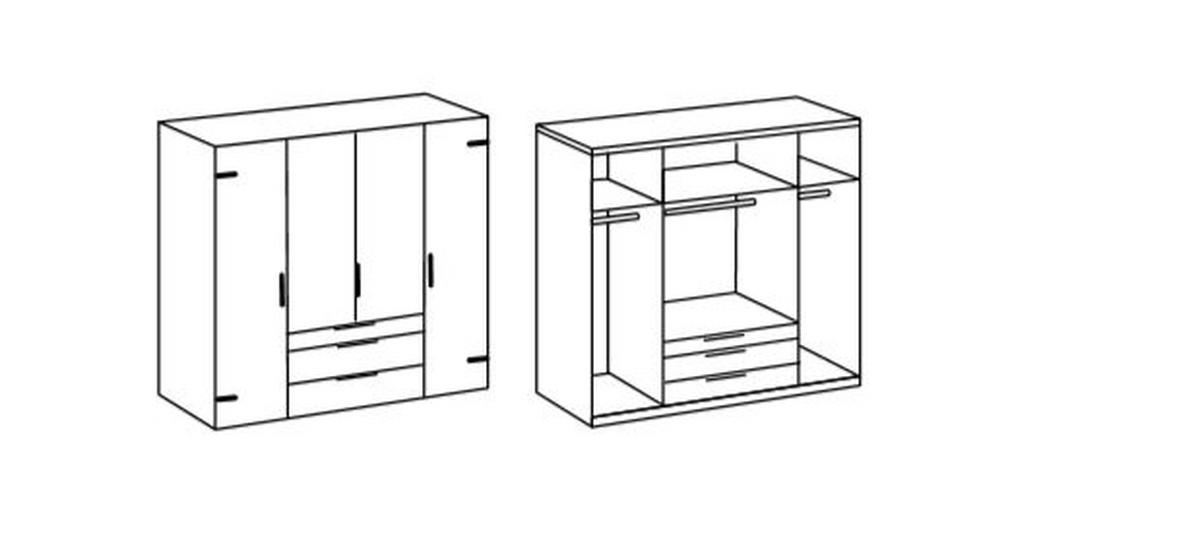 DREHTÜRENSCHRANK in Graphitfarben, Eichefarben  - Eichefarben/Graphitfarben, Basics, Holzwerkstoff/Metall (200/216/58cm) - MID.YOU