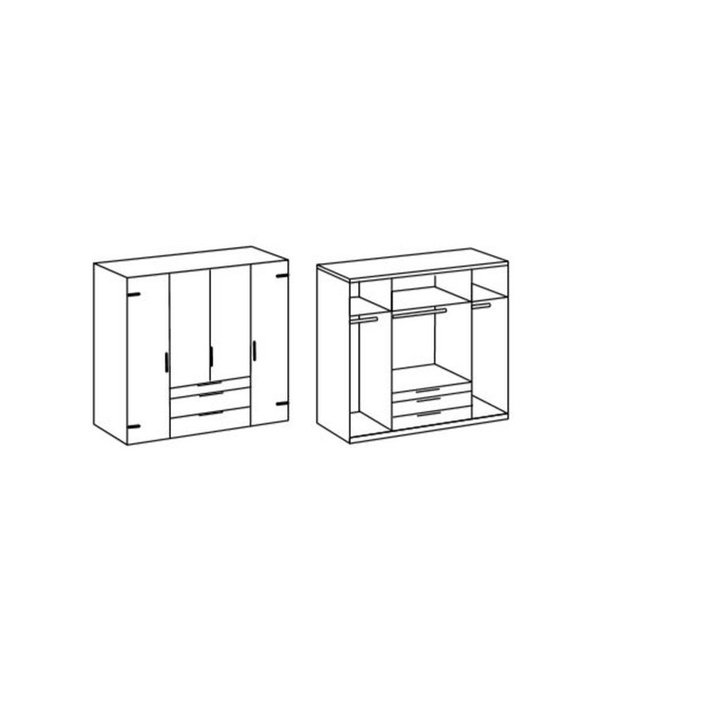 Thumbnail - Mid.you Drehtürenschrank Wimex Detroit, Graphit, Eiche, Holzwerkstoff, 3 Fächer, 3 Schubladen, 200x216x58 cm, BQ - Bündn...