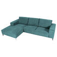 ECKSOFA in Cord Petrol 170/285 cm - Petrol/Schwarz, KONVENTIONELL, Textil/Metall (170/285cm) - Carryhome