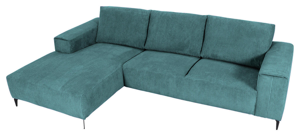 ECKSOFA in Cord Petrol  - Petrol/Schwarz, Konventionell, Textil/Metall (170/285cm) - Carryhome