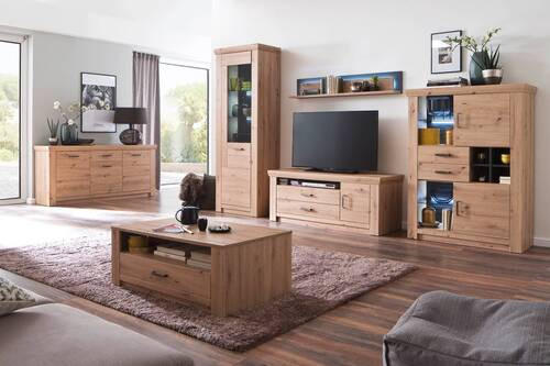 COUCHTISCH in Holzwerkstoff 115/70/45 cm  - Eichefarben/Nickelfarben, Design, Holzwerkstoff/Metall (115/70/45cm) - Livetastic