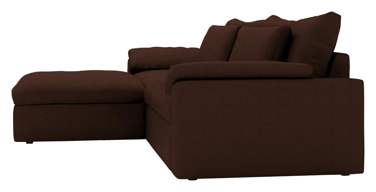 ECKSOFA  Chenille Dunkelbraun  - Dunkelbraun/Schwarz, Modern, Kunststoff/Textil (198/306cm) - Carryhome