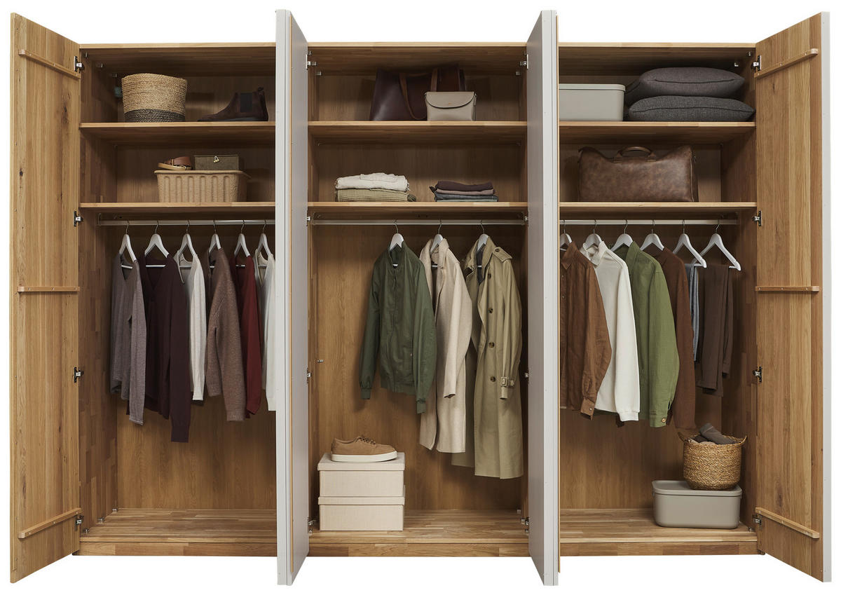 DREHTÜRENSCHRANK 301,9/223,3/62 cm,  in Perlmutt, Wildeiche, 6-türig  - Wildeiche/Perlmutt, Design, Holz/Holzwerkstoff (301,9/223,3/62cm) - Valnatura