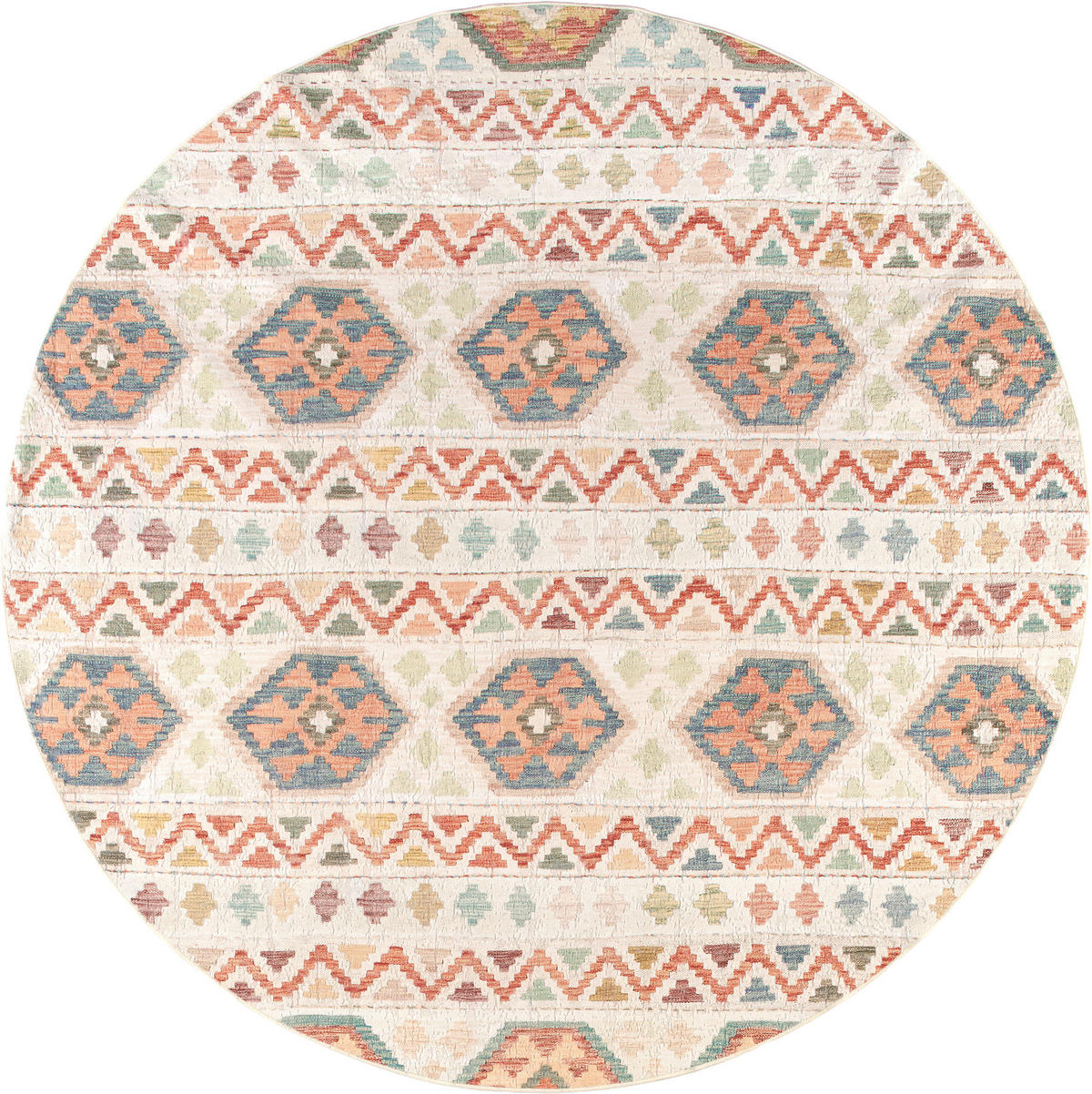 VINTAGE-TEPPICH 200 cm Ondea Ramizh Terracotta, Perlmutt, Graublau rund  - Graublau/Perlmutt, LIFESTYLE, Kunststoff/Textil (200cm) - Lindorug