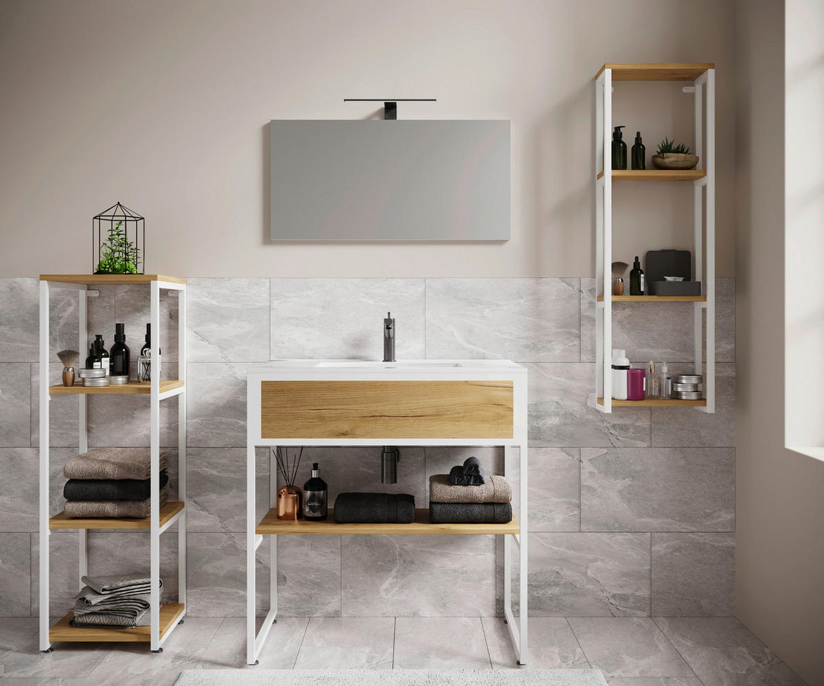 BADEZIMMER 5-teilig  in 150 cm  - Honigeiche/Weiss, Modern, Glas/Keramik (150cm) - MID.YOU
