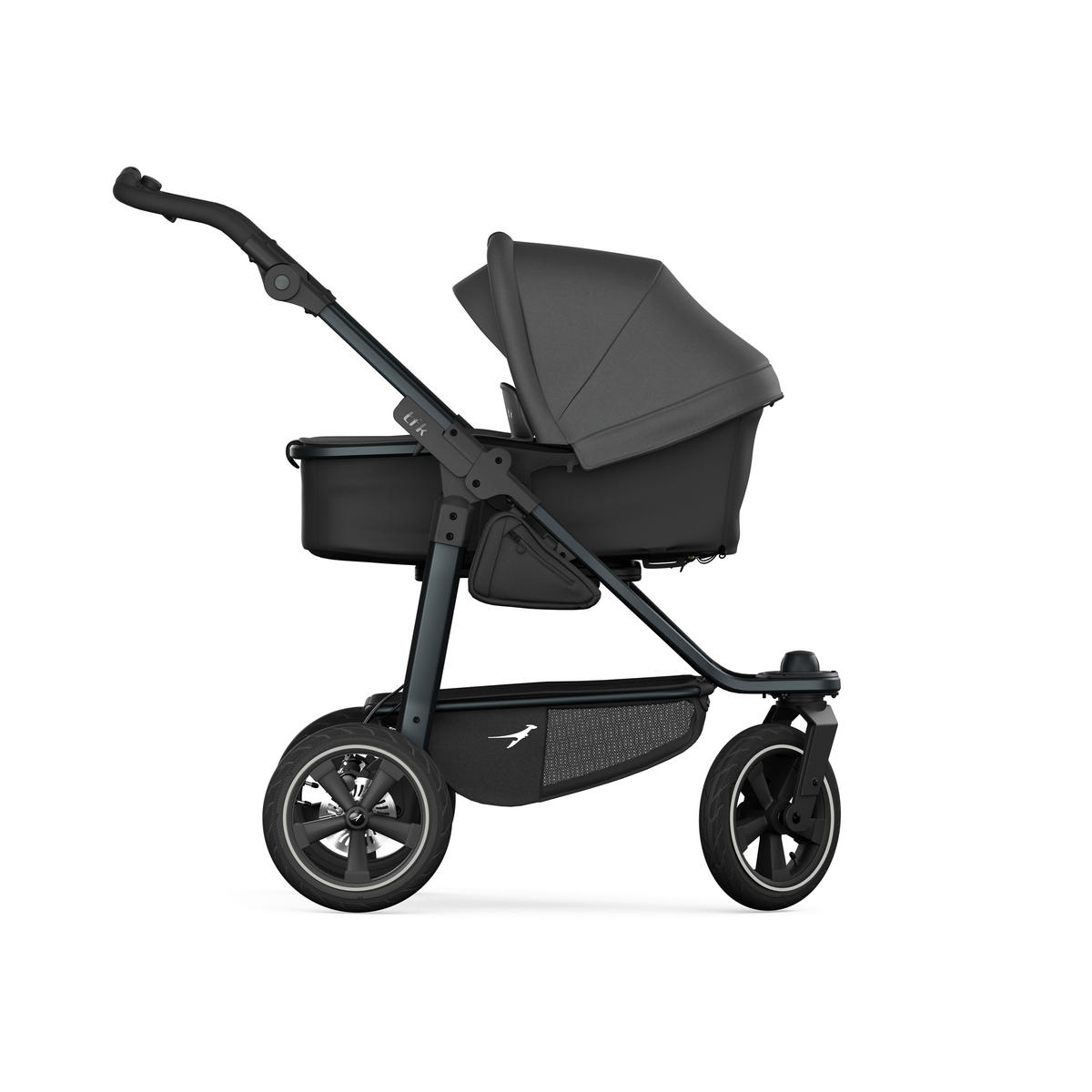 KOMBIKINDERWAGEN  mono3 2-in-1 Kombikinderwagen  grau  - Dunkelgrau/Schwarz, Basics, Textil/Metall (57/111/120cm) - TFK