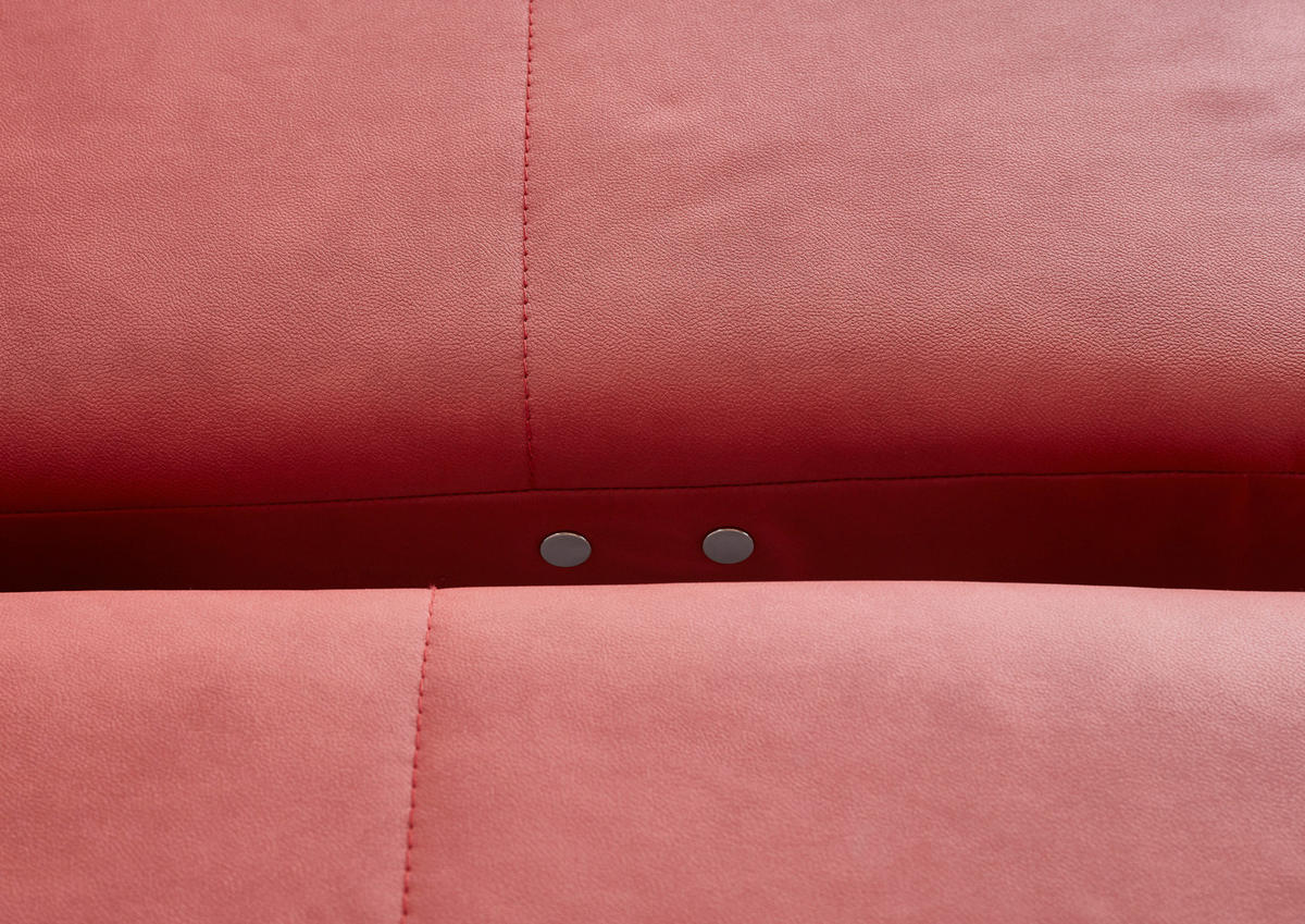 WOHNLANDSCHAFT in Lederlook, Mikrofaser Rot  - Rot/Schwarz, Design, Textil/Metall (179/345/220cm) - Beldomo System