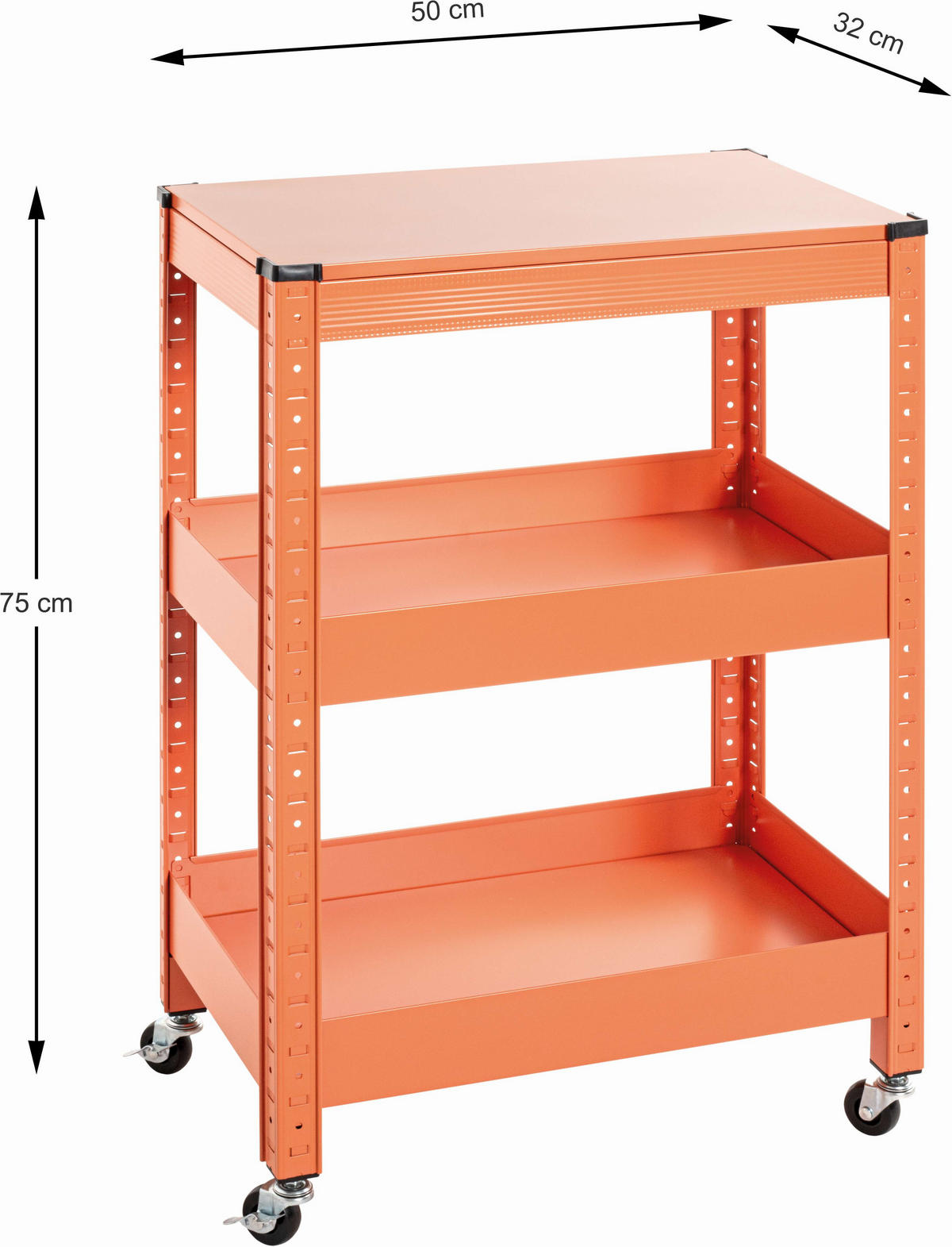 SERVÍROVACÍ VOZÍK, oranžová, 50/32/75 cm - oranžová, Design, kov (50/32/75cm)