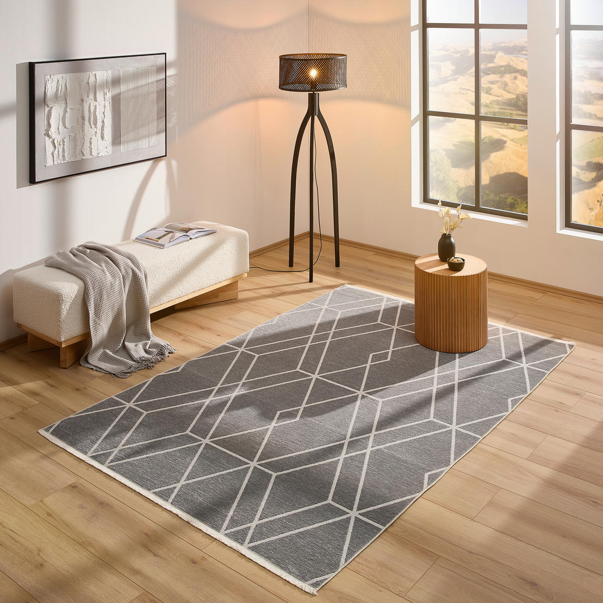 FLACHWEBETEPPICH 120/170 cm Olivia  - Weiss/Grau, Lifestyle, Textil (120/170cm) - Novel