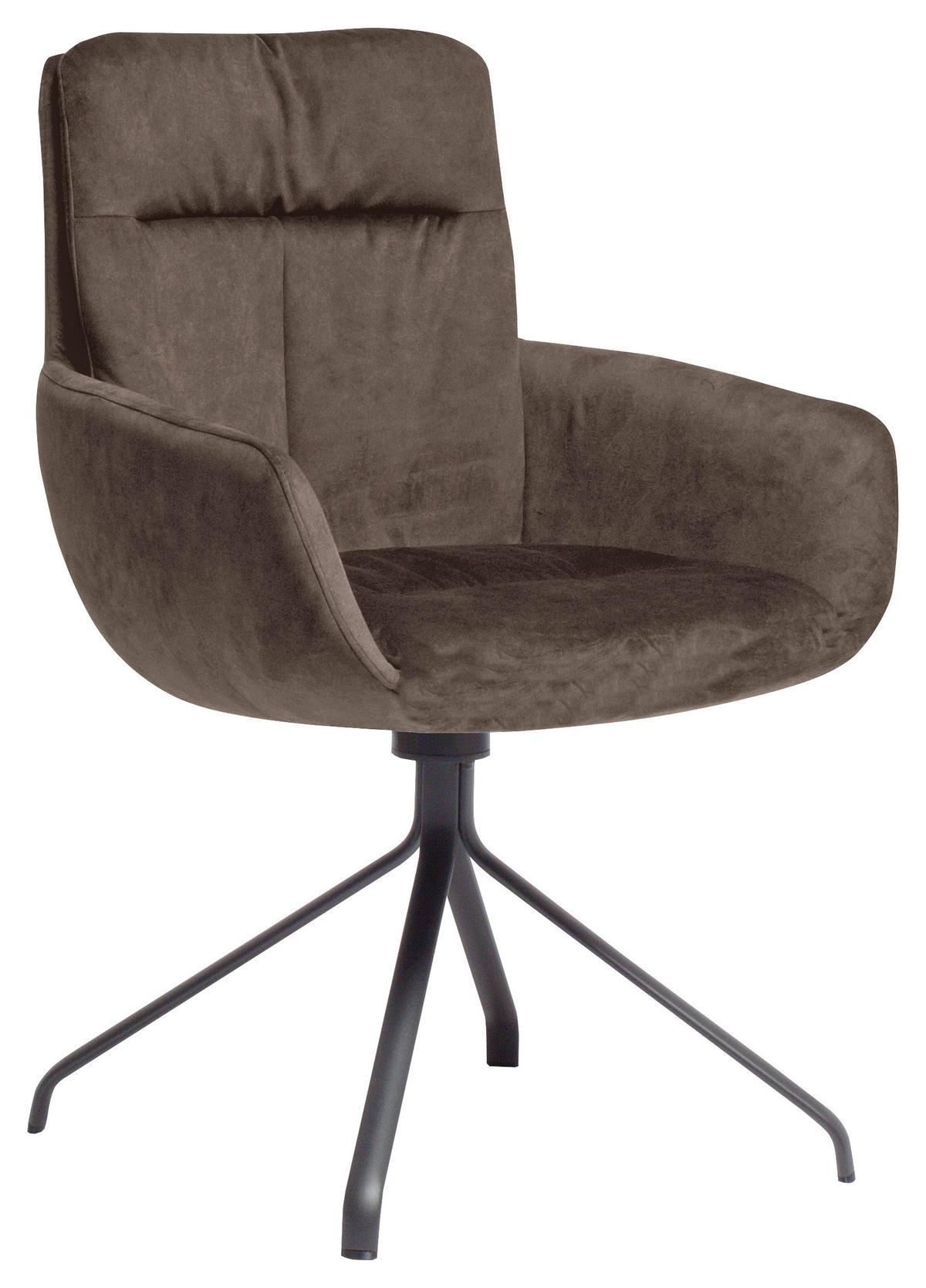 ARMLEHNSTUHL  in Stahl Velours  - Fango/Anthrazit, Design, Textil/Metall (61/90/64cm) - Venjakob