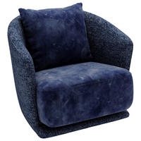SESSEL in Plüsch, Bouclé Blau  - Blau/Schwarz, Design, Textil/Metall (83/80/75cm) - Livetastic