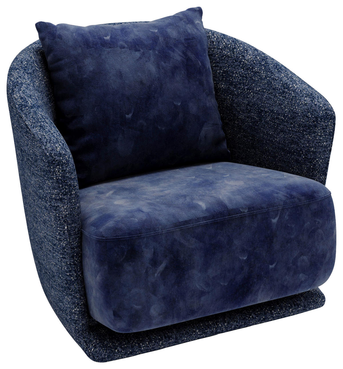 SESSEL in Plüsch, Bouclé Blau  - Blau/Schwarz, Design, Textil/Metall (83/80/75cm) - Livetastic