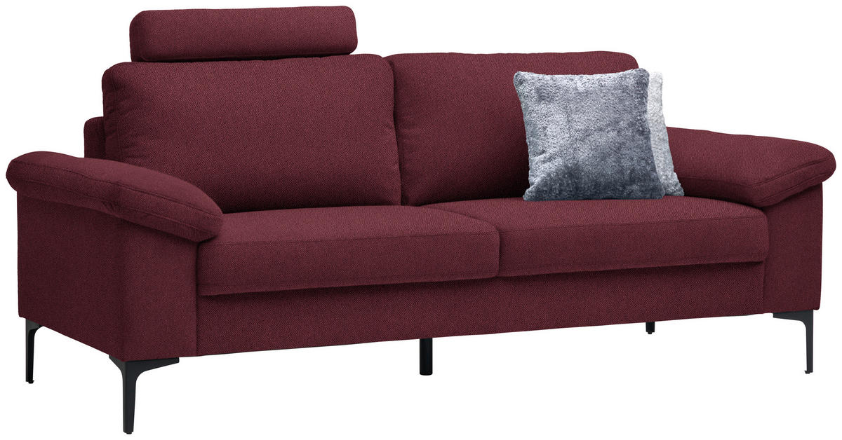 2,5-SITZER in Flachgewebe Rot  - Rot/Schwarz, Design, Textil/Metall (206/86/97cm) - Pure Home Lifestyle