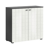 KOMODA, antracitová, biela s vysokým leskom, 92/87/37 cm - čierna/biela s vysokým leskom, Design, kompozitné drevo/plast (92/87/37cm) - MID.YOU