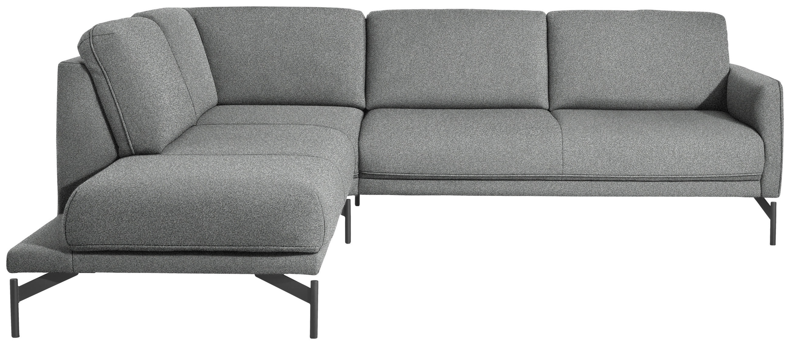 ECKSOFA in Flachgewebe, Struktur Hellgrau  230/254 cm  - Anthrazit/Hellgrau, Design, Textil/Metall (230/254cm) - Johann Jakob