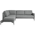 ECKSOFA in Flachgewebe, Struktur Hellgrau  - Anthrazit/Hellgrau, Design, Textil/Metall (230/254cm) - Ambiente