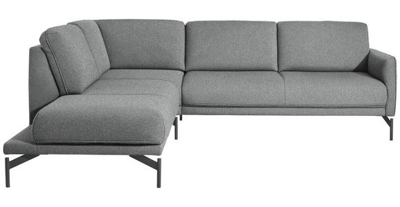 ECKSOFA in Flachgewebe, Struktur Hellgrau  - Anthrazit/Hellgrau, Design, Textil/Metall (230/254cm) - Ambiente