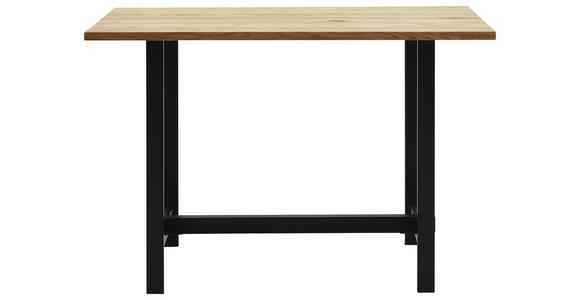 BARTISCH Eiche massiv rechteckig Schwarz, Eichefarben - Eichefarben/Schwarz, Design, Holz/Metall (140/70/92cm) - Valnatura