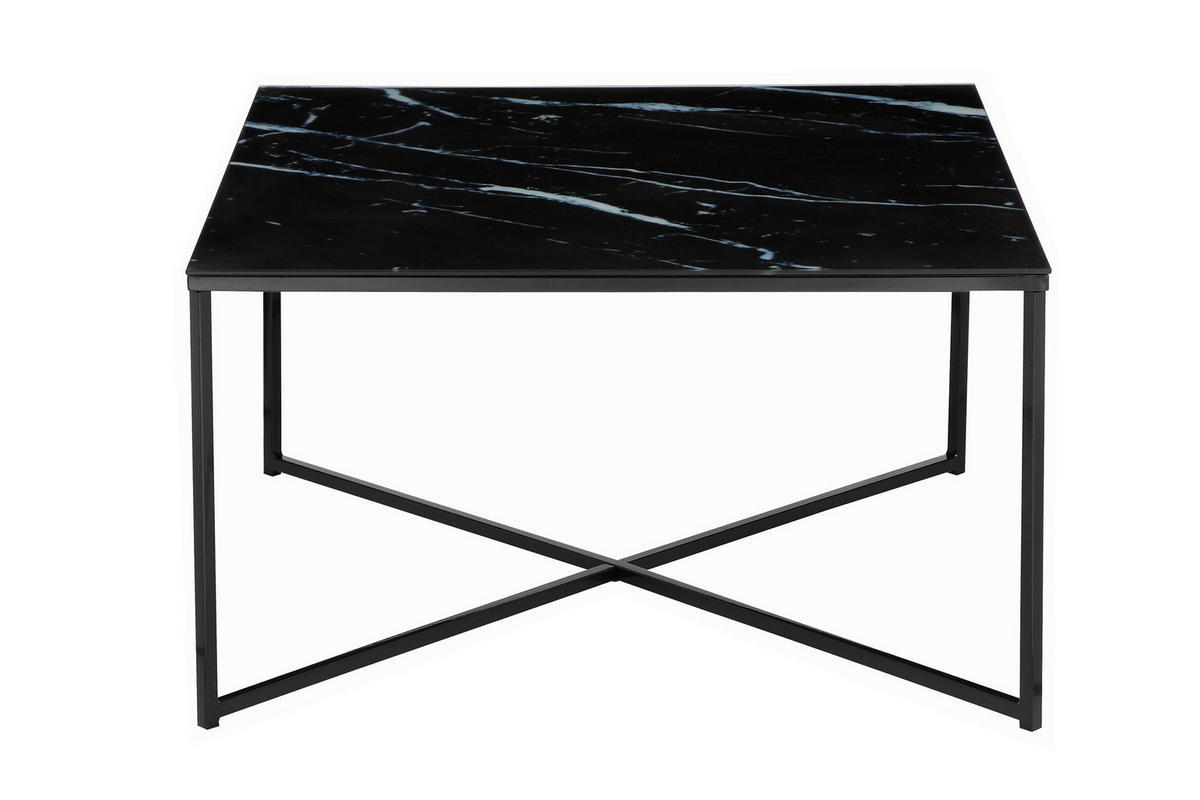 COUCHTISCH 80/80/45 cm quadratisch Schwarz  - Schwarz, Design, Glas/Metall (80/80/45cm) - Livetastic