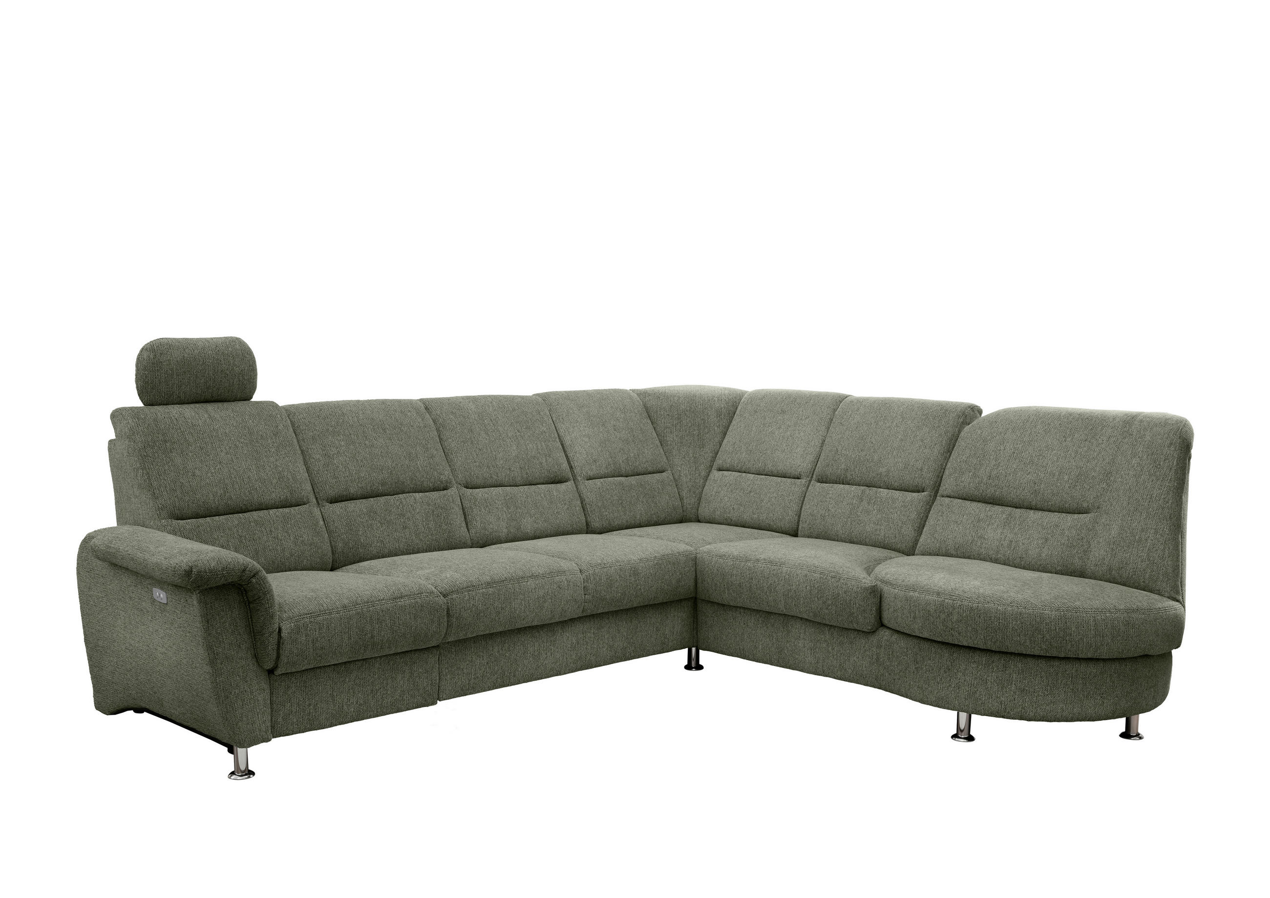ECKSOFA Chenille Dunkelgrün  - Chromfarben/Dunkelgrün, Modern, Textil/Metall (275/236cm) - Livetastic