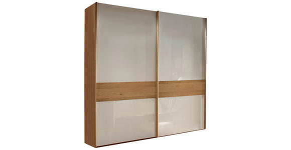 SCHWEBETÜRENSCHRANK in Eichefarben, Champagner - Champagner/Eichefarben, KONVENTIONELL, Glas/Holz (200/217/67cm) - Venda