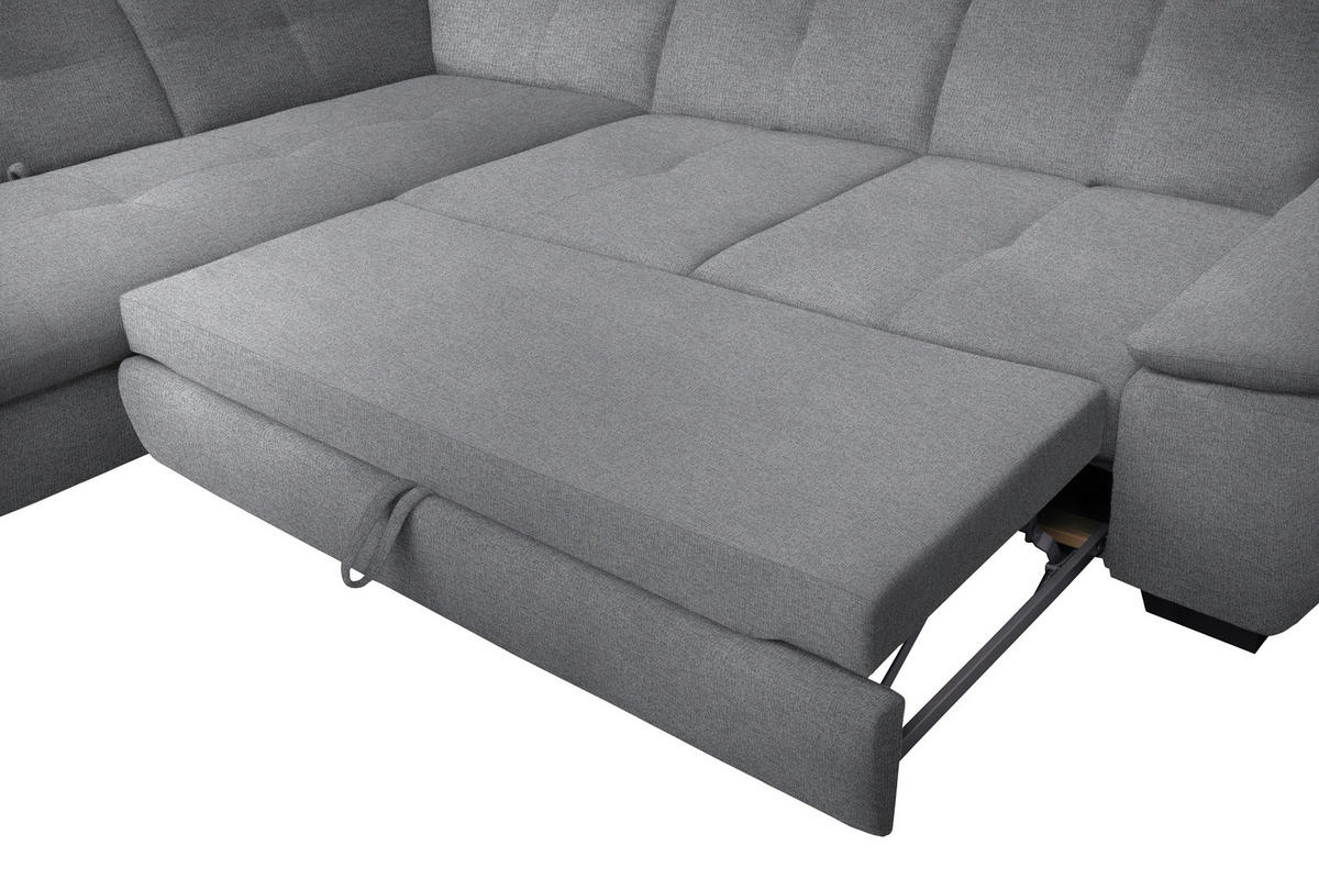 ECKSOFA Grau Flachgewebe  - Schwarz/Grau, Design, Textil/Metall (313/242cm) - Xora